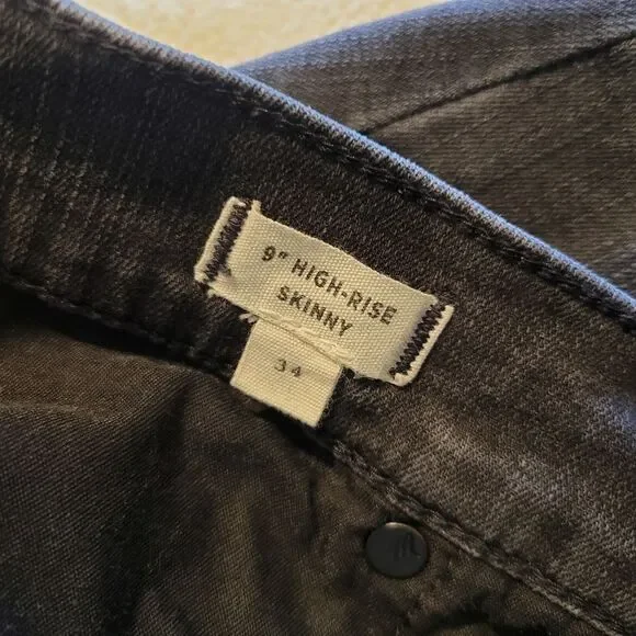 Madewell 9" High-Rise Skinny, faded black sz 34 - Picture 8 of 14